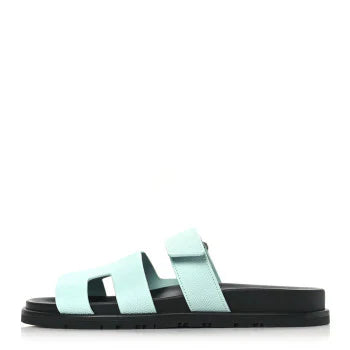 Hermes Epsom Womens Chypre Sandals 39 Bleu Cristaux