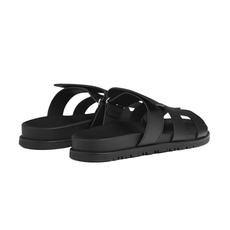 Hermès Chypre leather sandal black