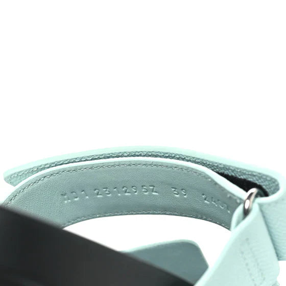 Hermes Epsom Womens Chypre Sandals 39 Bleu Cristaux