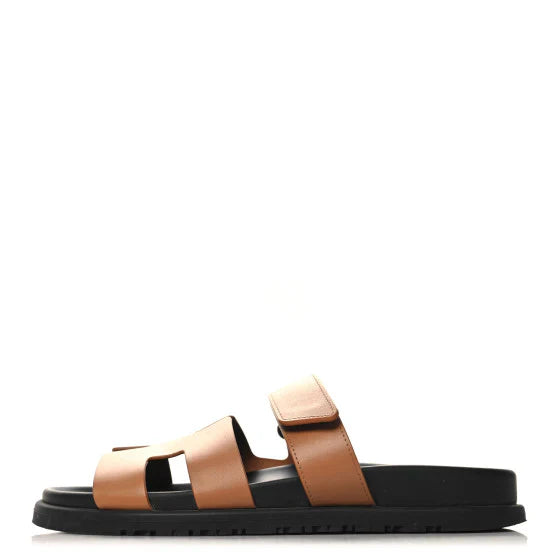 Hermes Calfskin Womens Chypre Sandals Naturel
