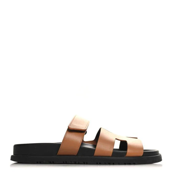 Hermes Calfskin Womens Chypre Sandals Naturel