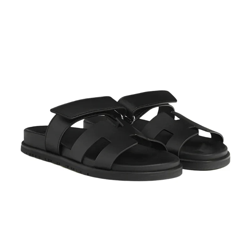 Hermès Chypre leather sandal black
