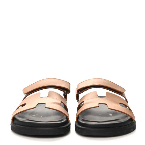Hermes Calfskin Womens Chypre Sandals Naturel