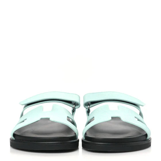 Hermes Epsom Womens Chypre Sandals 39 Bleu Cristaux