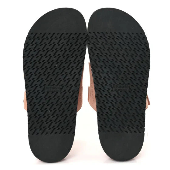 Hermes Suede Goatskin Womens Chypre Sandals Nude